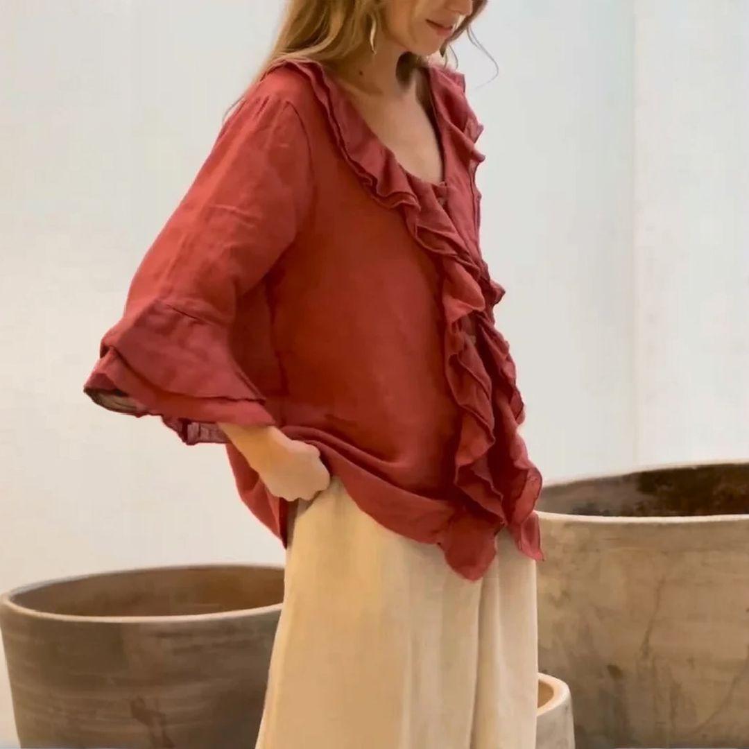 Blusa Bella em Linho de Algodão / Elegância Clássica com um Toque de Sofisticação!
