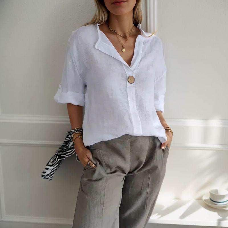 Camisa Feminina Cecília em Algodão / Elegância Minimalista e Conforto que Acompanham Você!