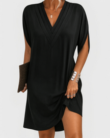 Vestido Lua Casual com Decote em V- Conforto diário com um toque de charme! + Frete Grátis