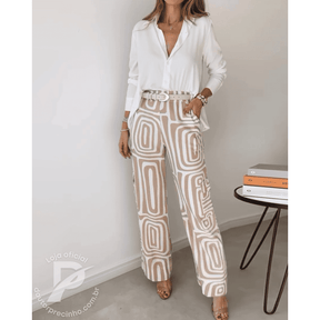 Conjunto Camila com Camisa Elegante e Calça Estampada- Conforto e Elegância que você merece