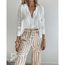 Conjunto Camila com Camisa Elegante e Calça Estampada- Conforto e Elegância que você merece