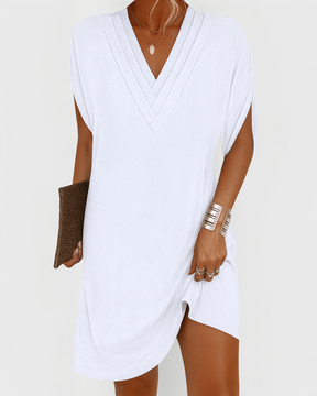 Vestido Lua Casual com Decote em V- Conforto diário com um toque de charme! + Frete Grátis